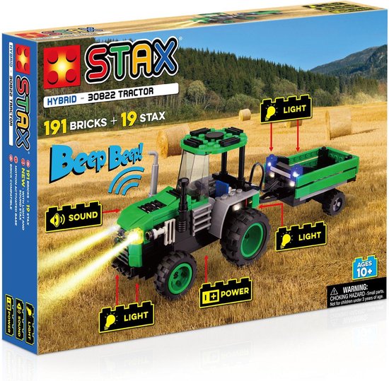 STAX Hybrid 30822 Groene Tractor - Bouwset met LED Licht & Geluid
