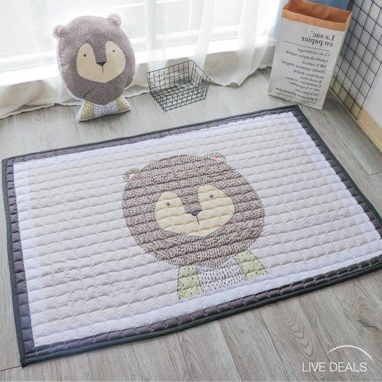 Groot Speelkleed Baby | Speelmat Baby | Vloerkleed Kinderkamer | Speeltapijt | Baby Speelmat | Speelmatten | 100x150 CM | Leeuw