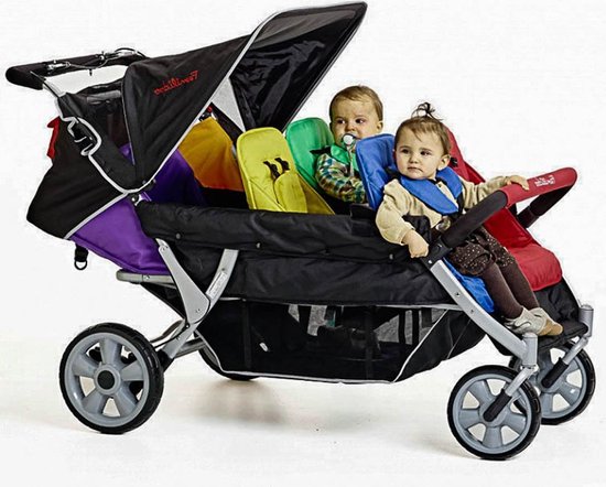 Familidoo Lidoo Bus Zeslingwagen 6 zitjes Wandelwagen 3 Plaatsen Geschikt voor 2 newborn baby's