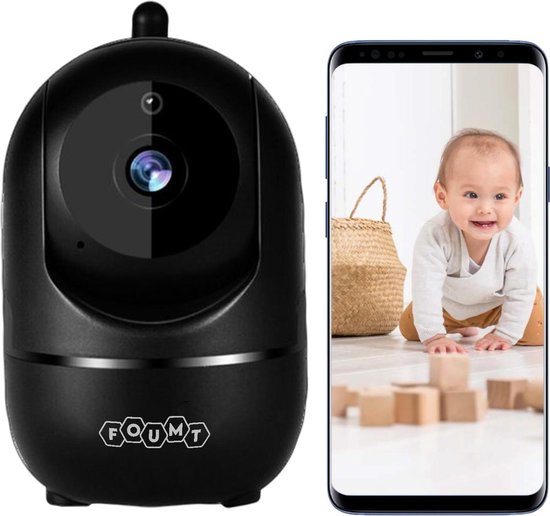 Foumt - Babyfoon - 1080P full HD - Babyfoon WiFi - Babyfoon met camera - Babyfoon met camera en app - Babyfoons -  Zwart