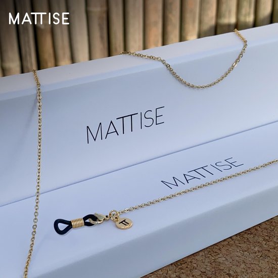 MATTISE Goud Unisex Staal Gewoven Brillenkoord — Brillenkoordje Dames en Heren — Lang Zonnebril Koordje — Gouden Brilketting Brilkoord