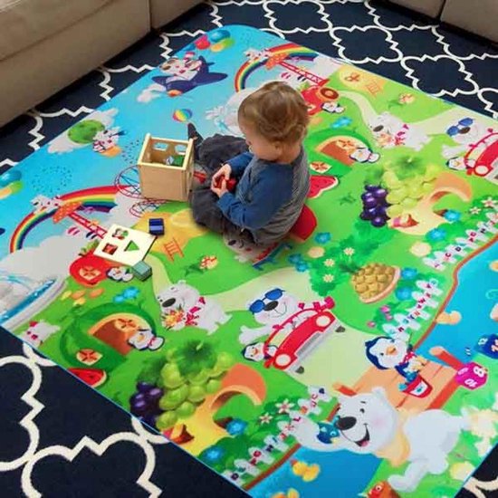 Grote XL Speelmat / speel kleed Vloerkleed kinderen - Groot Baby & Kindervoerkleed - Dieren Kleed Jongens & Meisjes speelkleed - Binnen & Buiten | waterafstotend speel mat