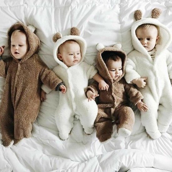 Budino Baby Pyjama Romper Onesie Beer Dier - Wit - 12 mnd