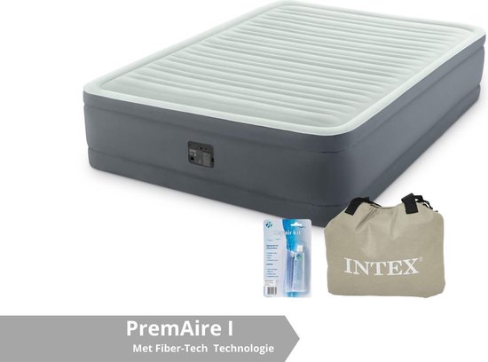 Intex Luchtbed - PremAire I - Formaat: Queen - B152 x L203 x H46 cm - Ingebouwde Pomp - Met Reparatieset