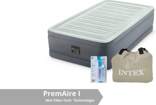 Intex Luchtbed - PremAire I - Formaat: Twin - B99 x L191 x H46 cm - Ingebouwde Pomp - Met Reparatieset