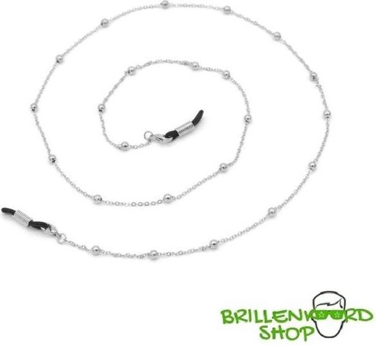 Brilketting – brillenketting – ketting voor bril – zilver met bolletjes