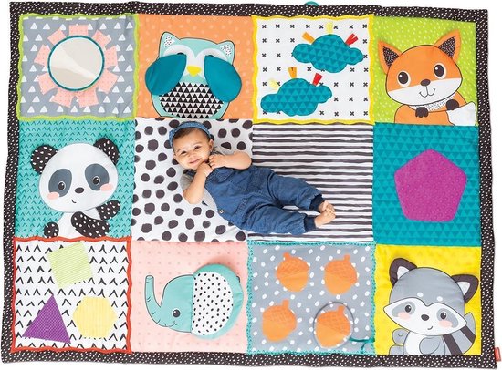 Infantino groot speelkleed baby / speeltapijt / speelmat - met olifant - met opbergtas Multicolour