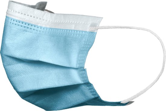 50 blauwe FFP1/ mondmasker met elastiek - 3 laags - mondmasker medisch - mondkapjes medisch - mondkapjes blauw - wegwerp mondmasker - wegwerp mondkapjes - wegwerpmondkapje blauw