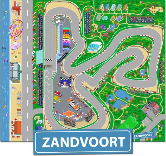 Speelkleed circuit van Zandvoort City-Play - Autokleed - Verkeerskleed - Speelmat Zandvoort - Vloerkleed baby - vloerkleed kinderkamer