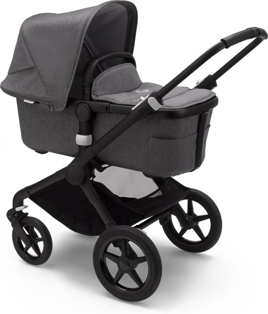 Bugaboo Fox 2 kinderwagen met stoel en wieg - Zwart / Gem?leerd Grijs