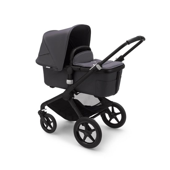 Bugaboo Fox 2 kinderwagen met stoel en wieg - Zwart / Staal blauw