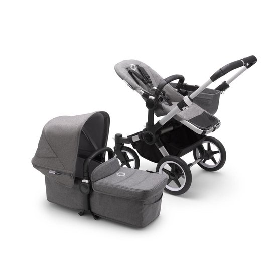 Bugaboo Donkey 3 Mono kinderwagen met stoel en wieg - Aluminium / Gem?leerd grijs