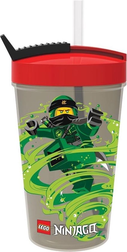 Set van 2 - Drinkfles Ninjago met rietje 0.5 L, Zwart - LEGO