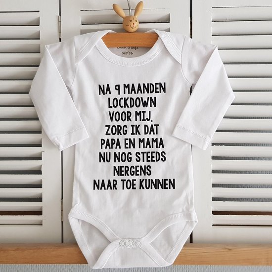 Baby Rompertje met tekst aankondiging bekendmaking zwangerschap cadeau voor de liefste aanstaande opa en oma oom tante papa mama broer zus lockdown corona