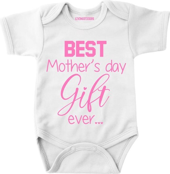 Baby rompertje voor de liefste mama-Beste moederdag cadeau ooit- Best mother's day gift ever-Maat 74