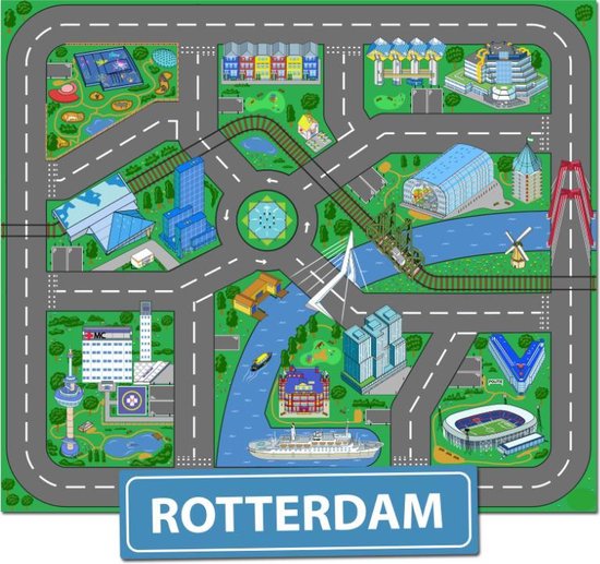 Speelkleed Rotterdam City-Play - Autokleed - Verkeerskleed - Speelmat Rotterdam