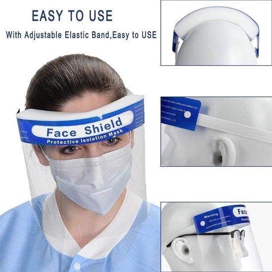 5x Gezichtscherm - Gelaatscherm - Spatscherm - Gezichtsmasker - FACE SHIELD - Beschermkap voor gezicht - bacterie - virus - veiligheidsmasker - mondkap - gezichtsschild - transparant