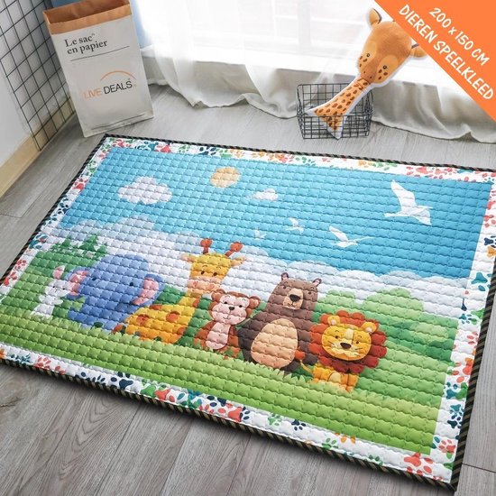 Groot Speelkleed Baby | Speelmat Baby | Vloerkleed Kinderkamer | Speeltapijt | Baby Speelmat | Speelmatten | 200x150 CM | 4D