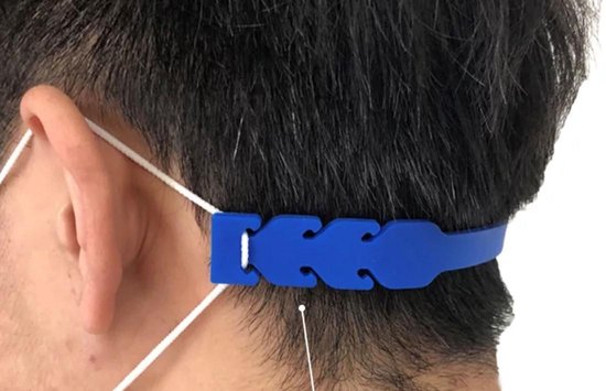 Ear Saver Mondkapje Verlenger - Zwart -Blauw-Black-Blue Mondmasker Verlengstuk - Earsavers -  Kinderen en Volwassenen - Veilig en eenvoudig om te doen - EarSavers - Siliconen - Black