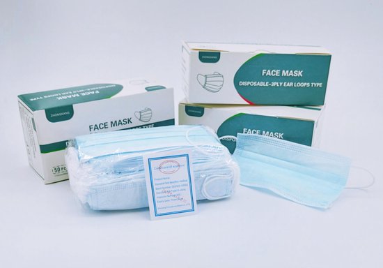 3ply Disposable face mask - 50 pcs - ZHONGKHANG (non medical)