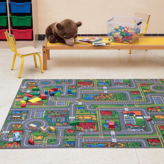 Carpet Studio Speelkleed 140x200cm – Playcity Speelmat - Antislip Verkeerskleed - Grijs