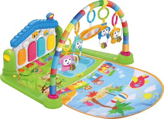 WonderOne - BabyGym | 3-in-1 Speelmat | Speelkleed | Speeltapijt | Activity Center | Met Boog – Piano – Extra Stevig