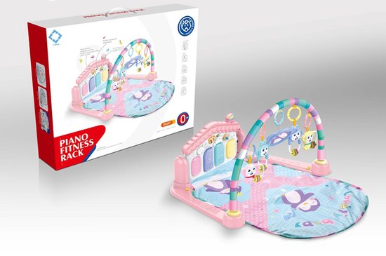 Baby Speelkleed – Kitten | Interactief Speelkleed – Roze | Speelkleed Met Boog | Baby Speelmat Gym – 50x45x10cm