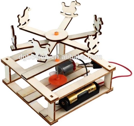 Nieuwste houten speelgoed creatieve DIY draaimolen kinderen elektrische fysische wetenschap educatief speelgoed Lego Technic Style/Nouveaux jouet bois créatif bricolage carrousel enfants électrique science physique jouets éducatifs Lego Technic Style
