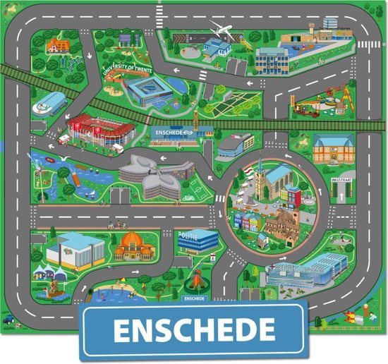 Speelkleed Enschede City-Play - Autokleed - Verkeerskleed - Speelmat Enschede