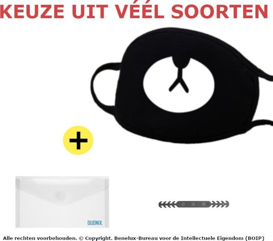 DUONIX Mondkapje Panda | 100% Katoen | gratis meeneemhoes en Ear Saver | Mondkapje Wasbaar | Mondmasker wasbaar | niet medisch mondkapje | 100% katoen | Mondkapje zwart | Mondkapjes | Herbruikbaar | 1 stuk