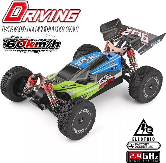 Wltoys 144001 Snelle RC Auto - RC Voertuig Volwassenen - Off Road Buggy - Radiografisch Bestuurbare Racewagen - RC Car Groen - 60km/h