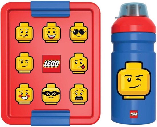 LEGO Drinkfles/Bidon en Broodtrommel - Iconic Boy - Blauw/Rood - Lunchset - Kunststof