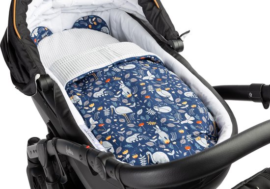 Kinderwagen bekledingset kussen + deken blue - grey