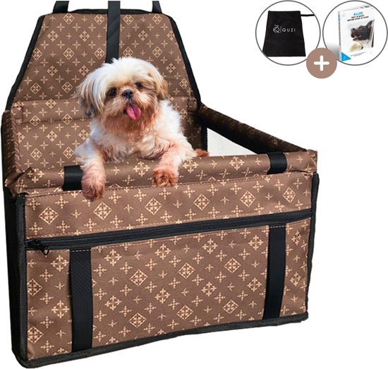 Autostoel Hond Opvouwbaar & Waterdicht - Hondenmand Auto - Honden Autozitje - Puppy's - Hondendeken - Dog Car Seat Cover - Dierendag - Incl. e-book - Zwart - Quzi®