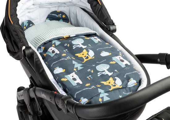 Kinderwagen bekledingset kussen + deken BOS MINT GLADE