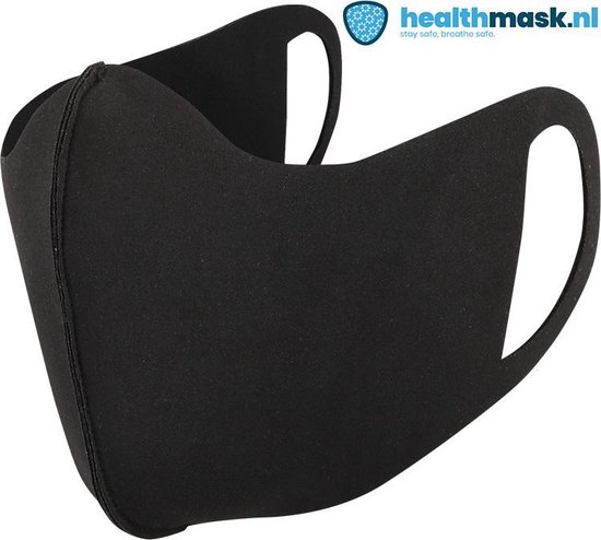 Originele Healthmask® Volwassen/Tiener mondkapje wasbaar Zwart / Zwart. Handmade in Holland 3 laags neopreen. Wasbare en herbruikbare Mondmasker Mondkapjes Geschikt voor OV.