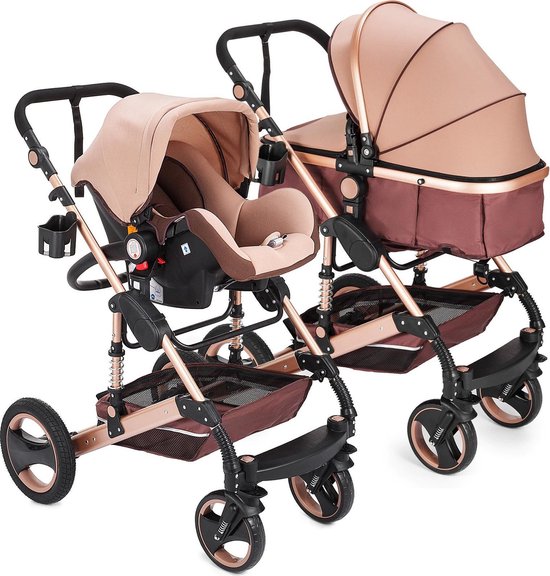 Dexters® Luxe Baby Buggy 3 in 1 | Baby Wagen | Kinderwagen met stoel en wieg | Hoge Kwaliteit | Zwart