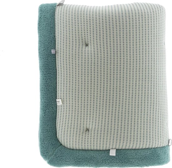 Snoozebaby speelkleed of boxkleed Cheerful Playing - duurzaam materiaal - met labeltjes - 75x95cm - Smokey Green groen