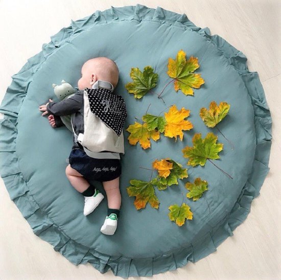 Speelkleed - Speelmat - Zeer Zacht - Rond 100 cm - Family Favorites - Baby en kind - Multi-functioneel - Petrol Blauw