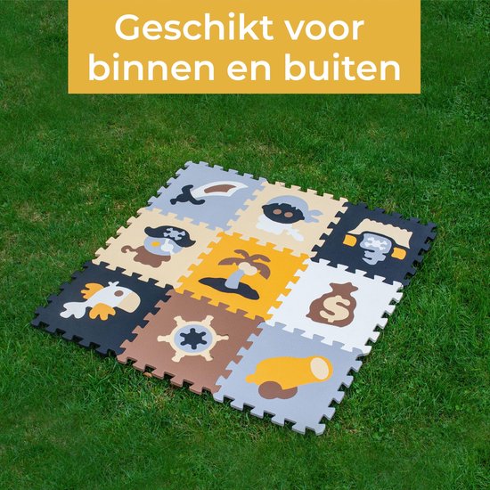 PRETTY PIP® Piraten Vloerpuzzel - Speelmat EVA Foam 90x90 - Hippe kleur - Waterafstotend en Anti-Slip Vloermat - Peuter - Geschikt als Speelkleed voor Kinderen - Piraten Puzzelmat - 1cm Dik Zacht EVA Schuim - Puzzelmat - Jongens en Meisjes