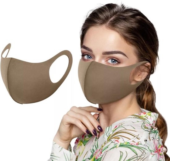 Mondkapje - Mondmasker Mooie Stof ** Taupe ** Modieus Mondmasker Wasbaar