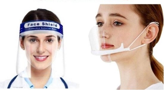 Herbruikbaar- spatmasker & mondkapje - ook geschikt voor bril dragende - spatscherm - Face Shield