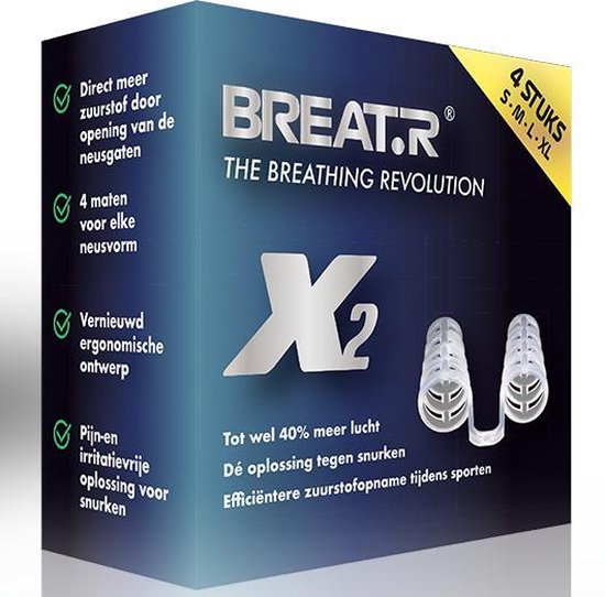 Breatr® X2 | Neusspreider | Tegen benauwdheid bij het dragen van een mondkapje | Meer zuurstof tijdens sporten | Anti-snurk