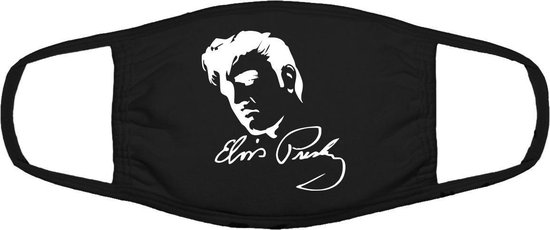 The King mondkapje | Elvis | Presley | Rock 'n Roll | gezichtsmasker | bescherming | bedrukt | logo | Zwart mondmasker van katoen, uitwasbaar & herbruikbaar. Geschikt voor OV