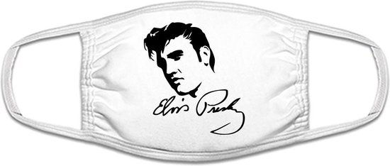 The King mondkapje | Elvis | Presley | Rock 'n Roll | gezichtsmasker | bescherming | bedrukt | logo | Wit mondmasker van katoen, uitwasbaar & herbruikbaar. Geschikt voor OV