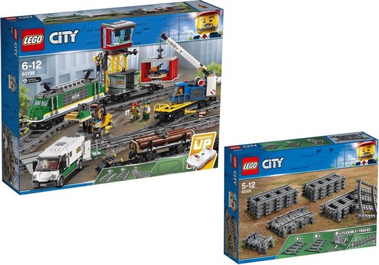 LEGO City Bundelpakket: LEGO City Vrachttrein 60198 + LEGO City treinrails 60205