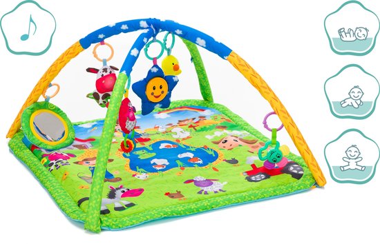 Babygym speelkleed 3 in 1 - multifunctioneel speelkleed Farm - met muziek figuur - Fillikid