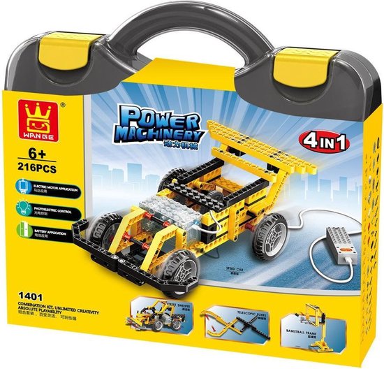 Wange 4 in 1 power machinery - technische  bouwstenen set - speelgoed voor jongens en meisjes - compatibel met Lego