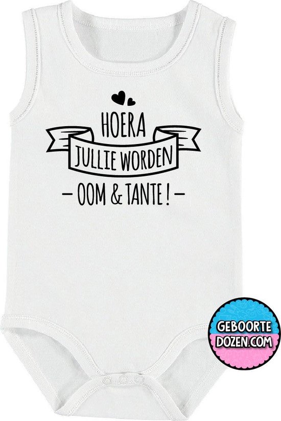 RompertjesBaby - Hoera jullie worden oom & tante ! - maat 86/92 - kap mouwen - baby - baby kleding jongens - baby kleding meisje - rompertjes baby - rompertjes baby met tekst - kraamcadeau meisje - kraamcadeau jongen - zwanger - stuks 1 - wit
