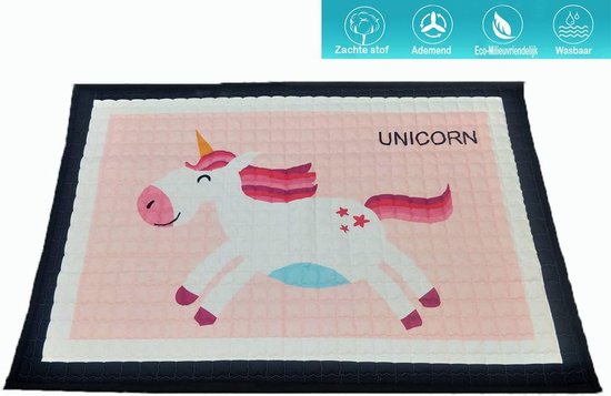 Groot Speelkleed Baby - Speelmat Kinderen - Babymat XL - Kindervloerkleed - Kraamcadeau - Speelkleed Kinderen - Moderne Babykamer - Dierenprint - Babyshower - ECO - 0-4 Jaar - 150x100cm - unicorn